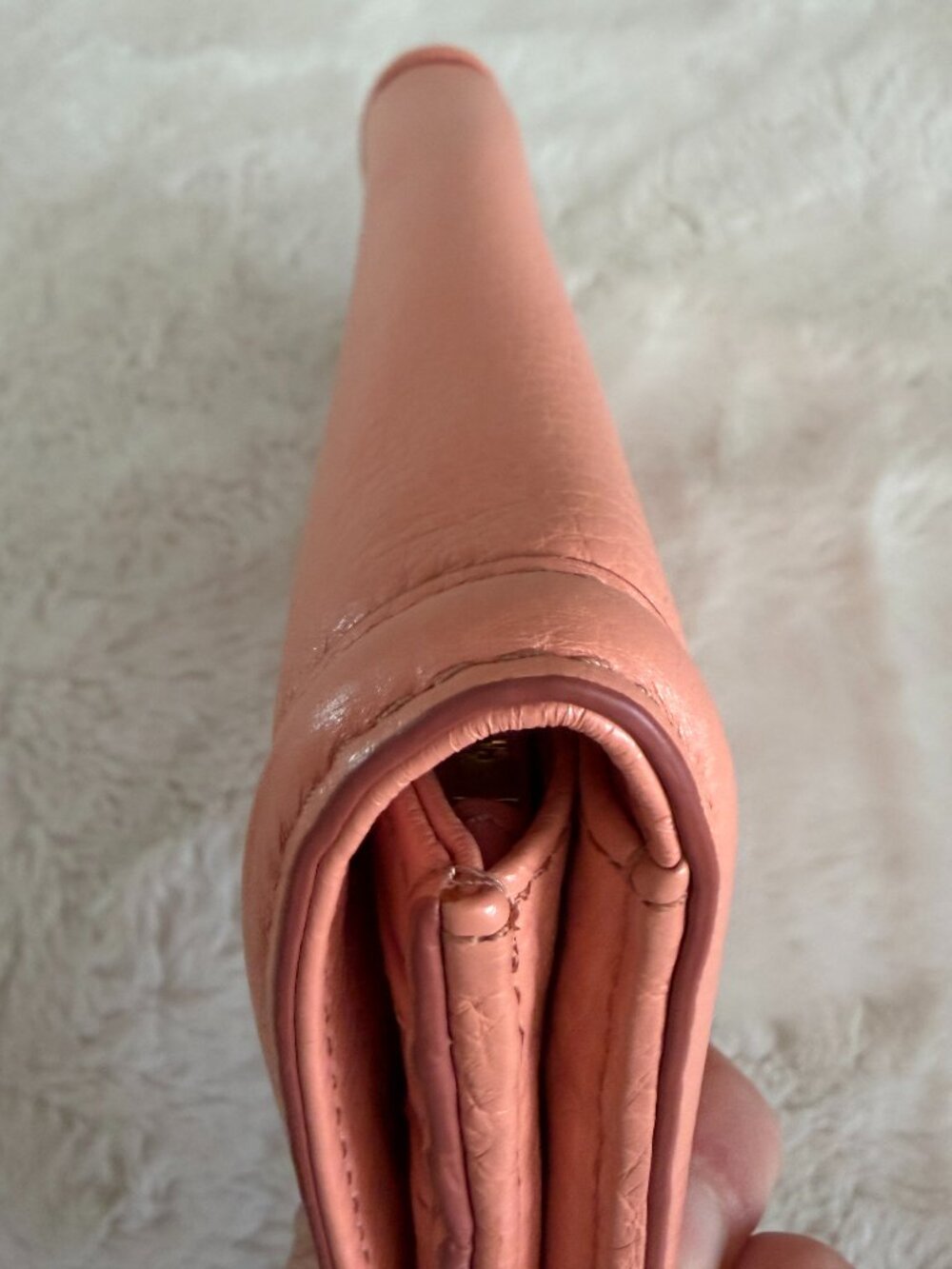 Tory Burch Amanda Envelope Continental Salmon Pink Leather Wallet - Picture 7 of 14